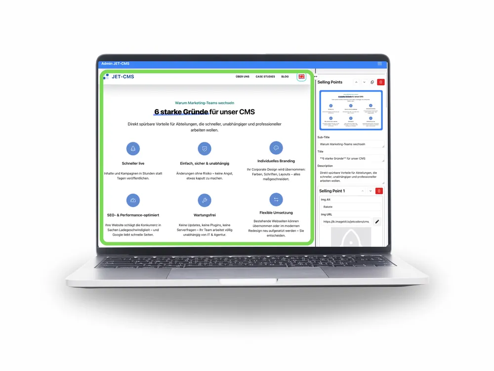 JET-CMS Admin-Oberfläche